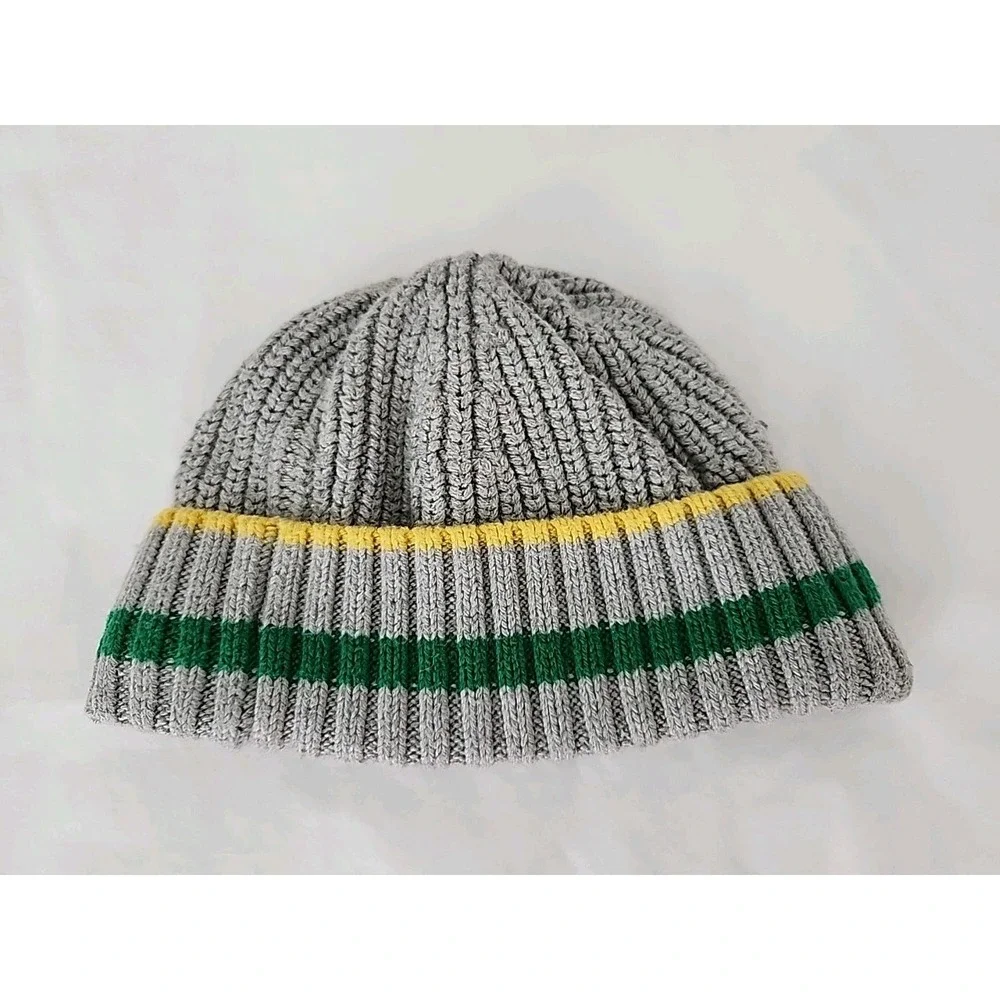 Janie and Jack 2T-3 Toddler Beanie 100% Cotton Lined Cozy Gray Fun Stripes EUC
